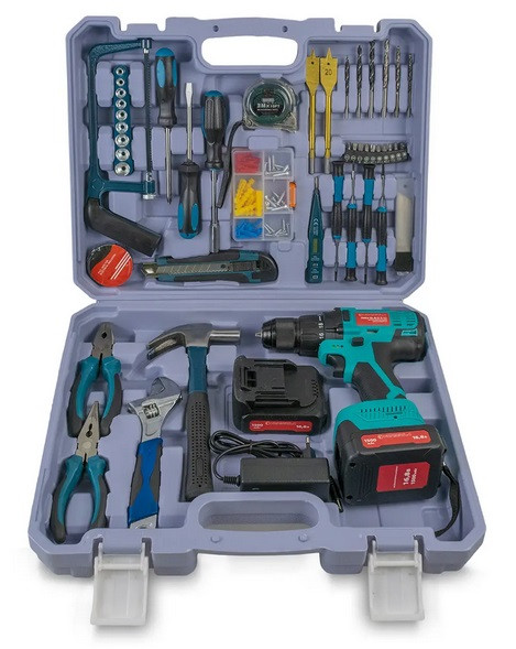 Шуруповерт акумуляторний з набором інструментів VORSKLA ПМЗ 16.8/2 S-Li, фото 1