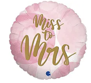 ФОЛЬГОВАНА КУЛЬКА GRABO 18"(46 СМ) КОЛО "MISS TO MRS", "BRIDE TO BE" (ДВІ РІЗНІ СТОРОНИ)