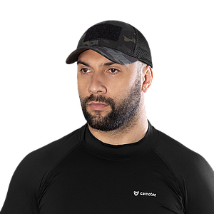 Бейсболка тактична камуфляжна Tactic Twill Mesh Чорний Мультикам
