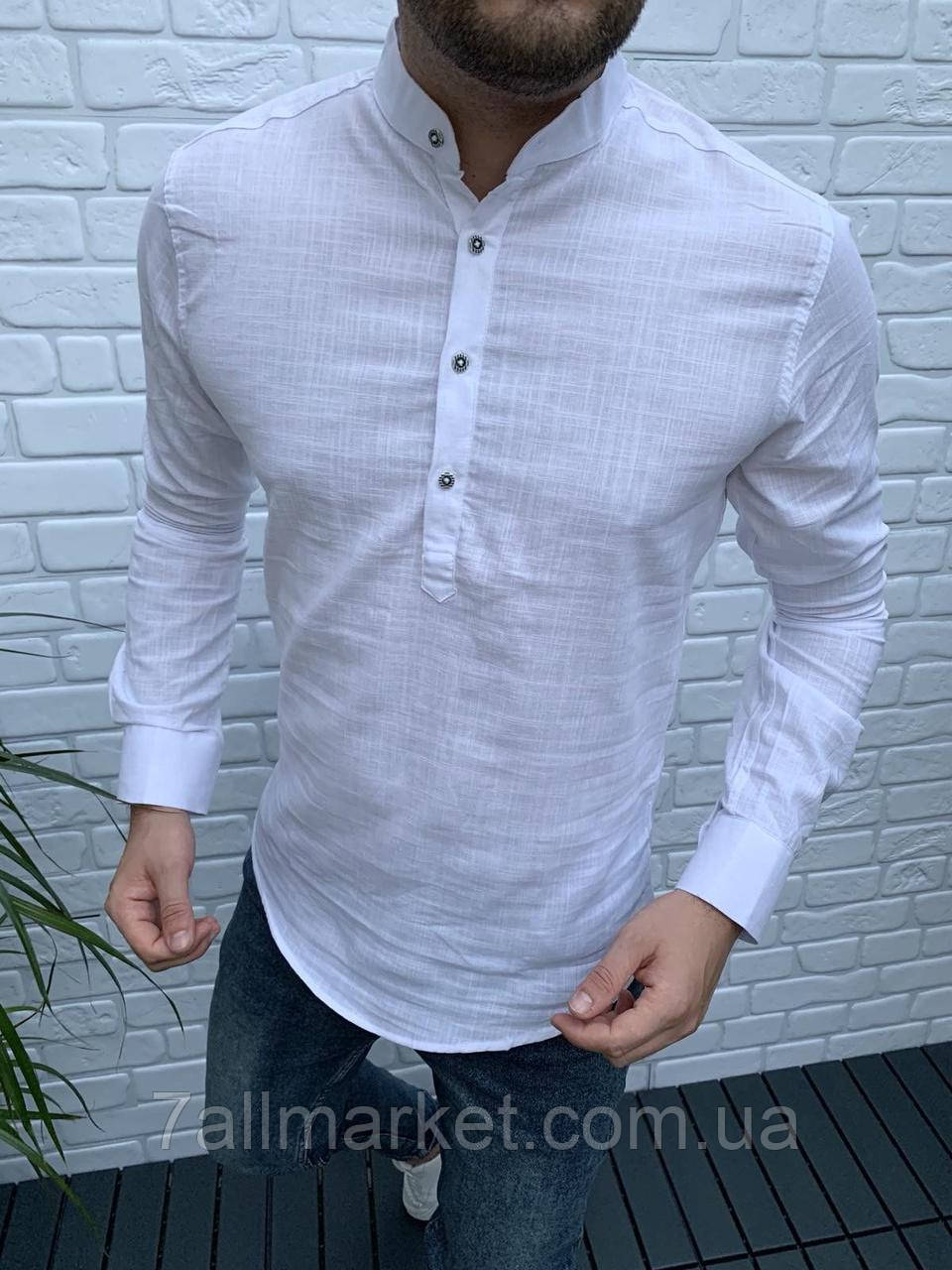Сорочка чоловіча лляна з довгим рукавом розміри S-2XL "TURHAN" недорого від прямого постачальника