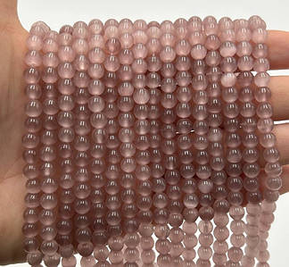 Намистини Котяче око / Ø 6 мм / Нитка ≈ 58 намистин / Пудра