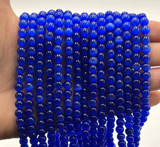 Намистини Котяче око / Ø 6 мм / Нитка ≈ 58 намистин / Електрик