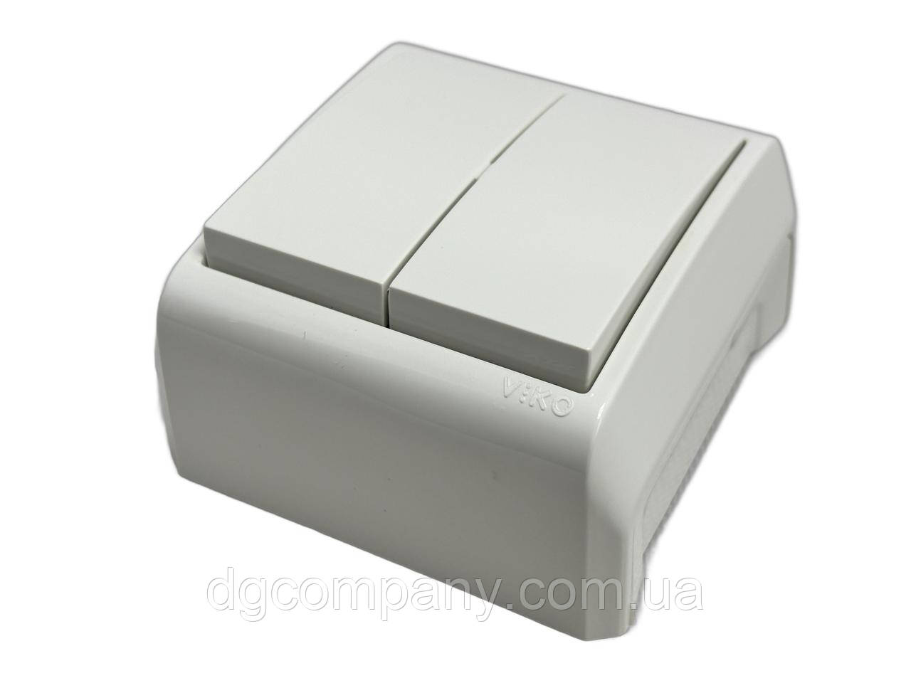 Вимикач 2-клавішний накладний Viko Vera білий 90681002, фото 1