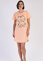 Бавовняна нічна сорочка з коротким рукавом Vienetta персикова