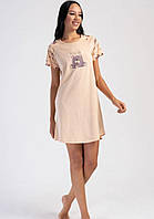 Нічна сорочка з коротким рукавом Vienetta бежева