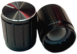 РУЧКА ДЛЯ ПОТЕНЦІОМЕТРА D = 15 ММ, H = 17 ММ, НА ВІСЬ D = 6 ММ (НАСІЧКА), ЧОРНА АЛЮМІНІЄВА