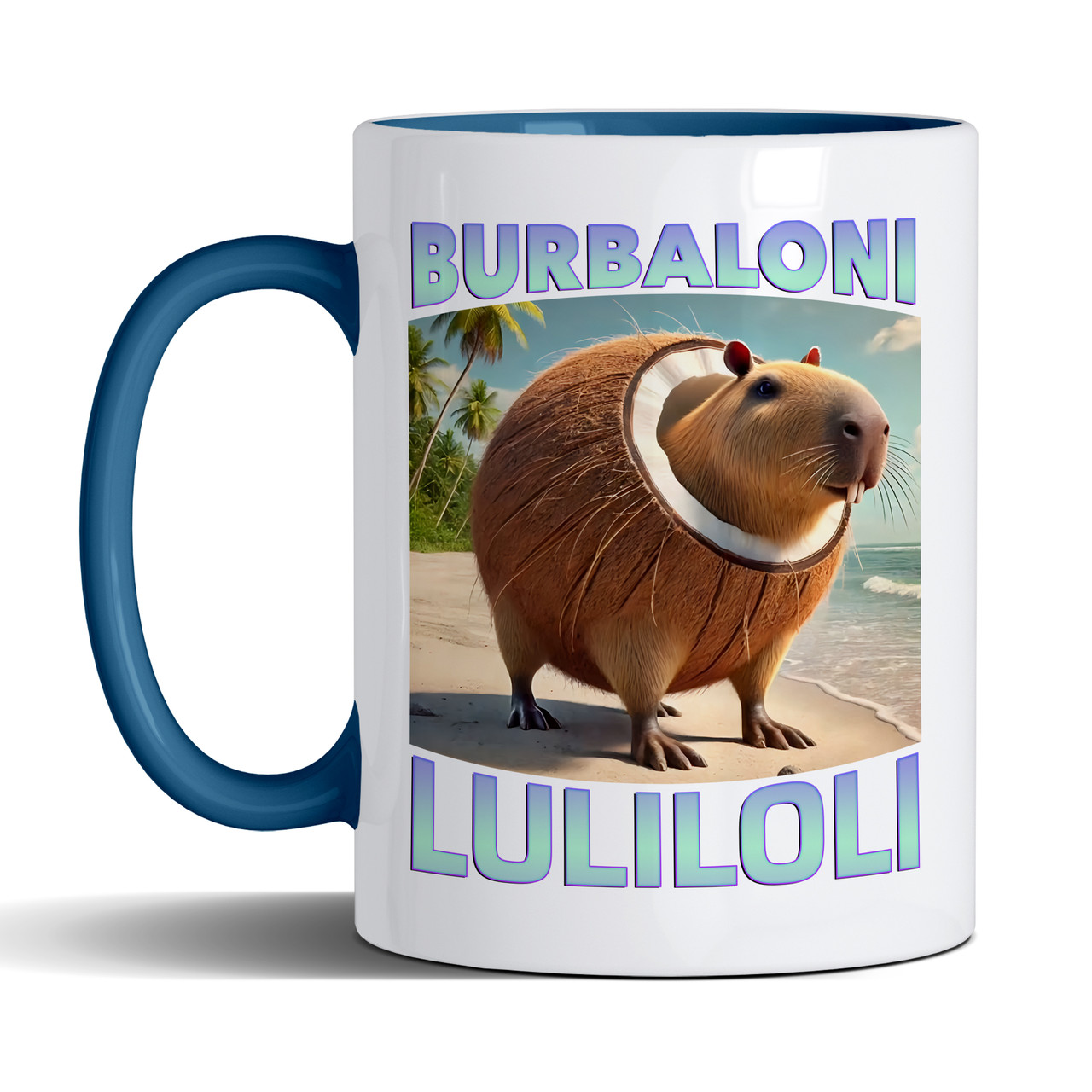 Чашка 330 мл з блакитною ручкою з приколом Burbaloni Luliloli/ Бурбалоні Лулілолі, фото 1