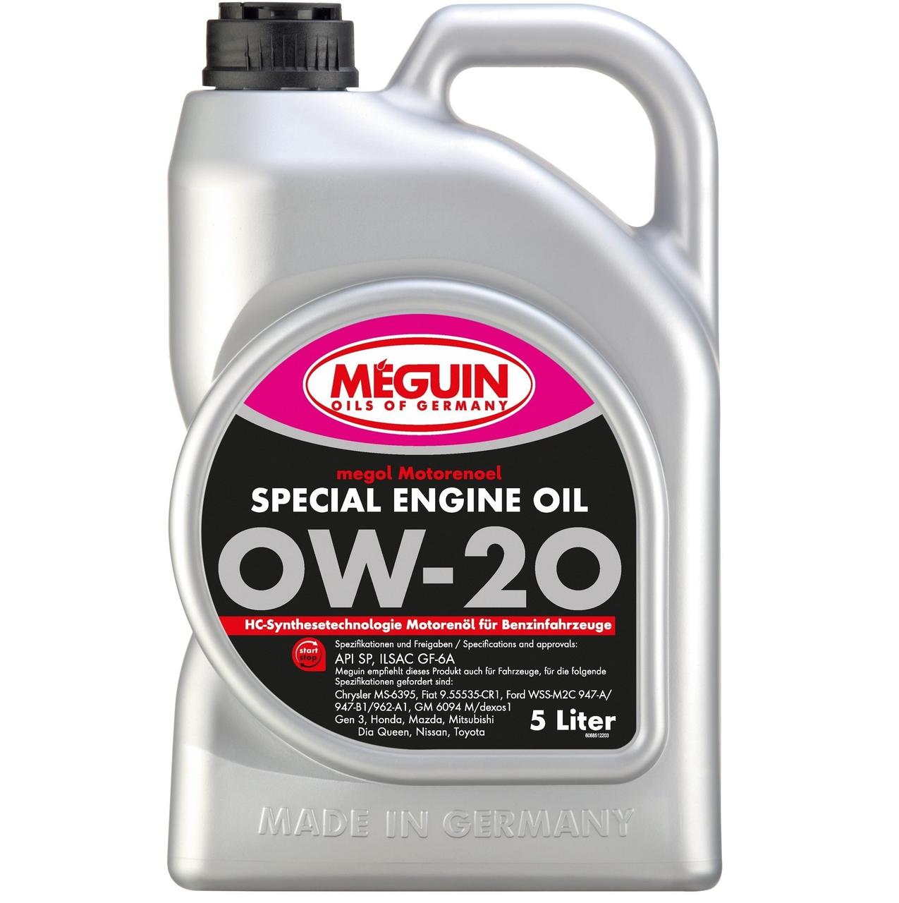 Моторна олива Meguin SPECIAL ENGINE OIL SAE 0W-20 5л. 6851, фото 1