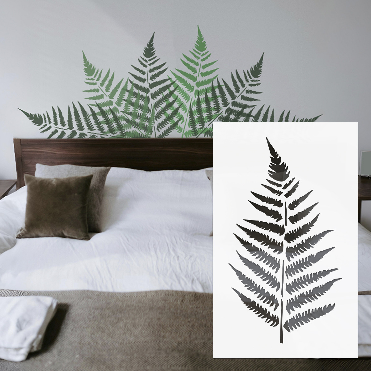 Трафарет товстий 3 мм для штукатурки, декоративний багаторазовий, пластиковий трафарет Папороть (490х800), фото 1