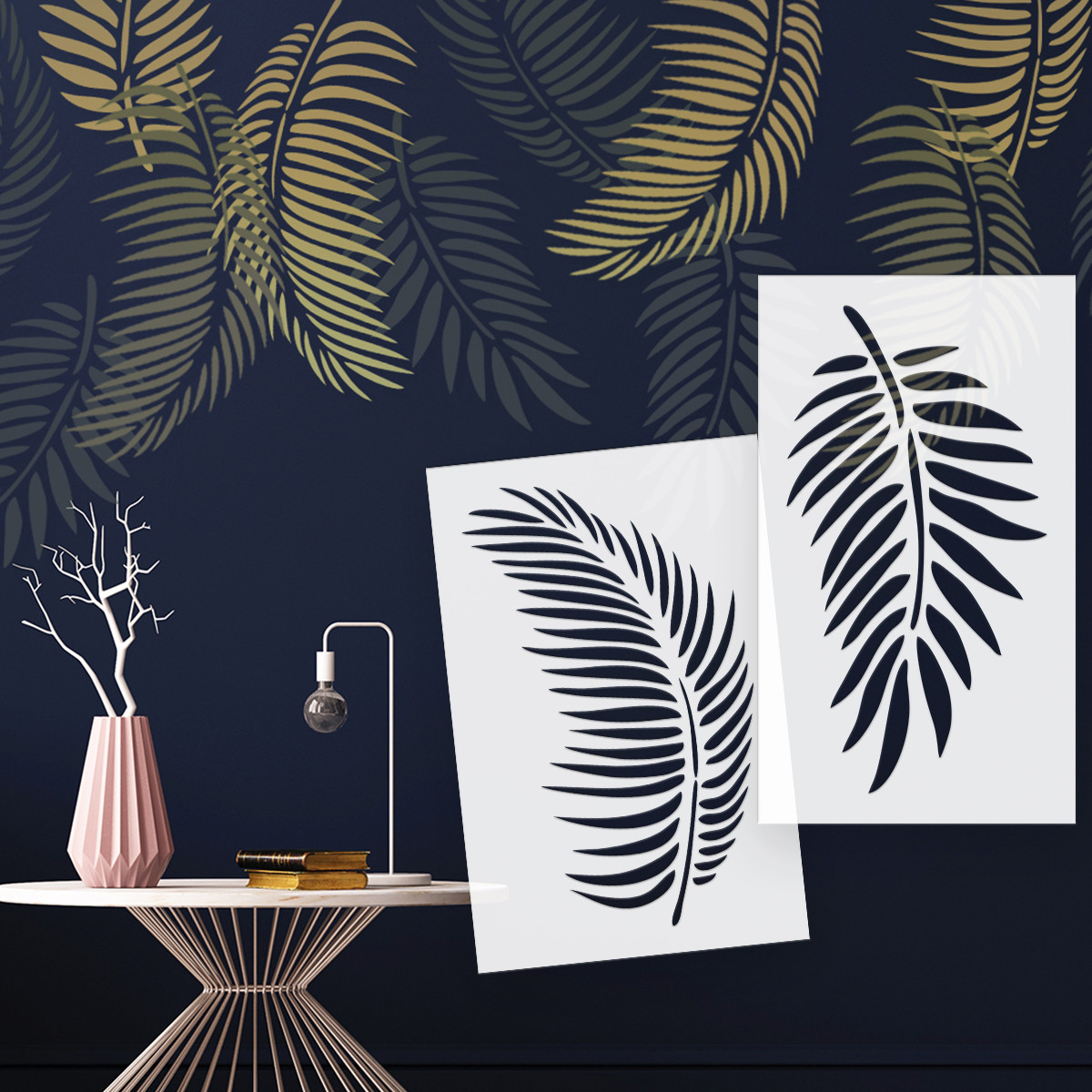 Набір трафаретів для штукатурки, багаторазовий, пластиковий Тропічні гілки (900х1030), фото 1