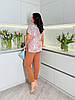 Жіночий літній зручний костюм: блузка з принтом тай-дай і штани однотон з кишенями, батал великі розміри, фото 2