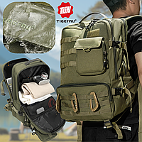 Армійський Рюкзак тактичний військовий міцний оливковий 28 літрів з кишенями Водовідштовхувальний Tigernu Tactic