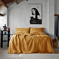 Комплект постільної білизни SoundSleep Muse mustard Stonewash льон Євро King 230х220 см гірчичний (93254434)