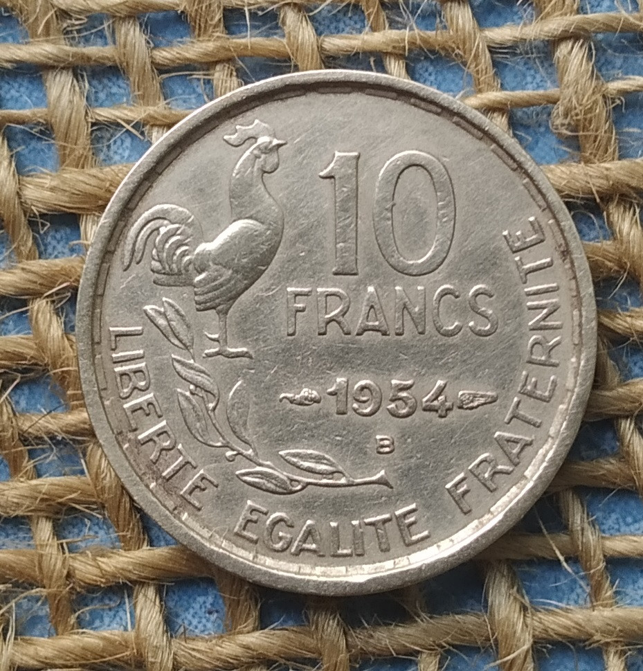 10 франкiв 1954 року. (В) Францiя