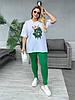 48-62 Літній жіночий костюм футболка з лосинами, фото 2