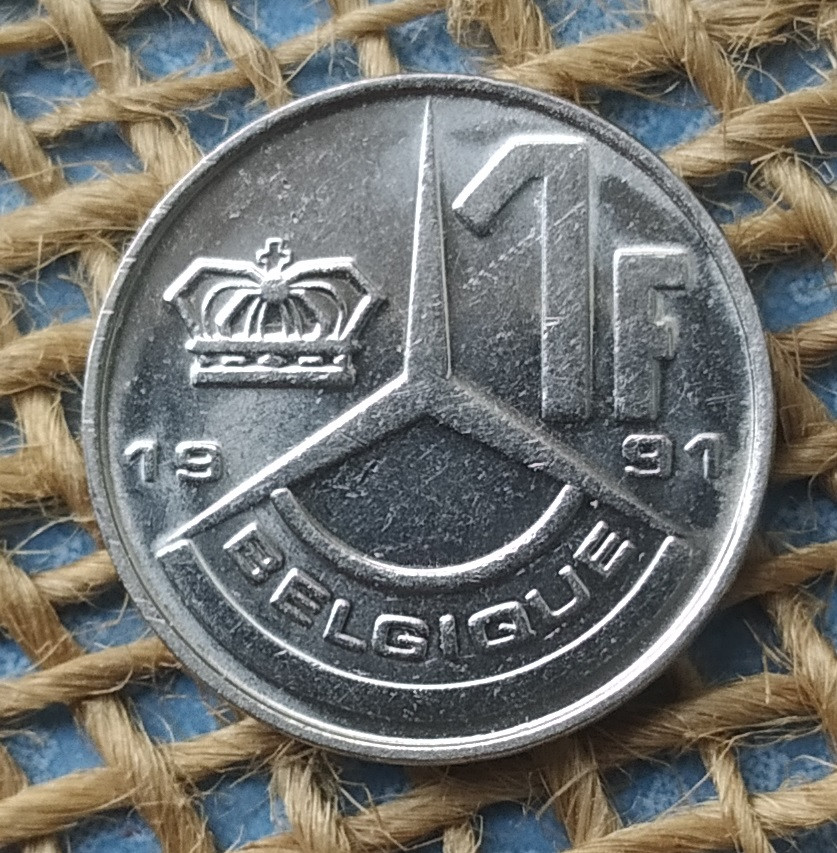 1 франк 1991 року. Бельгiя