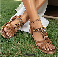Жіночі плоскі сандалі в богемному стилі 36 р