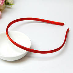 Обруч для волосся металевий в атласі, червоний, 5 мм