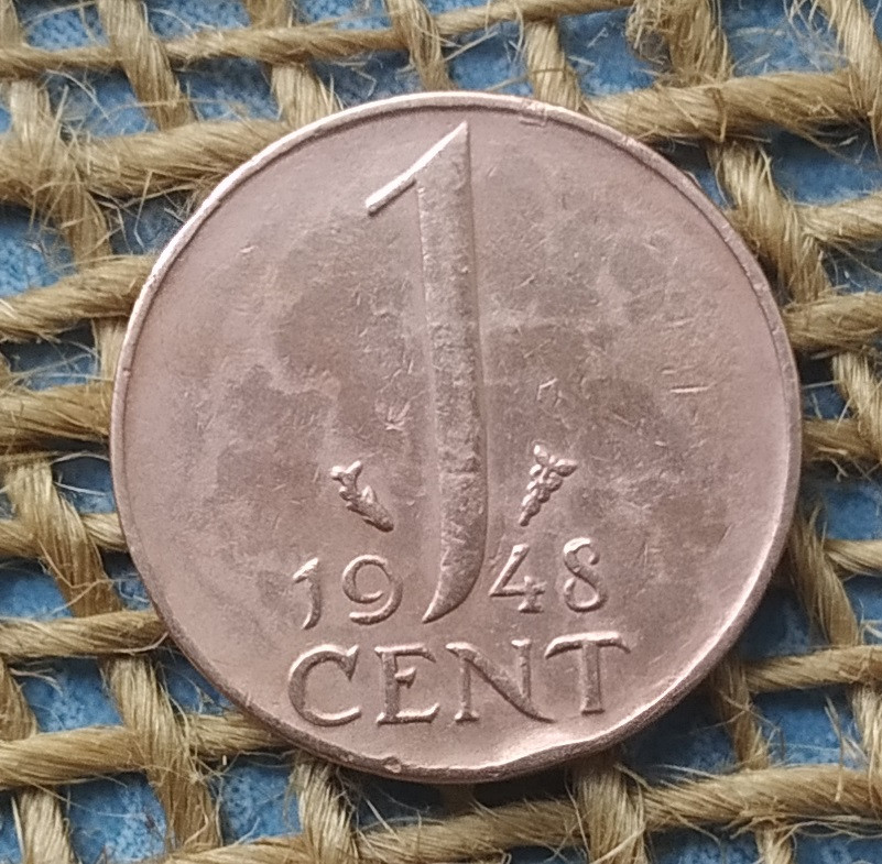 1 цент 1948 року. Нiдерланди, фото 1