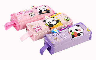 Пенал шкільний Панда 3413 на 2 відділення з брелком