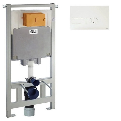 Інсталяція для унітазу OLI 80 Iplate з кнопкою біла 191856 885343, фото 1