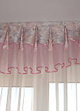 Ламбрекен Firanka Хвиля Троянди карниз 300см рожевий (63_3м), фото 2