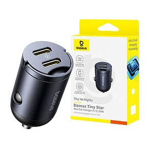 Автомобільний зарядний пристрій Baseus Tiny Star Mini 2хTypeC (30W) Black (C00035001121-03)