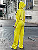 Жіночий велюровий костюм з капюшоном жовтий 44-46 розмір, фото 3