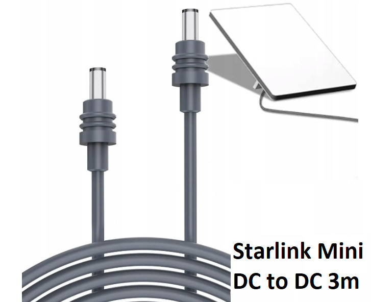 Кабель живлення 3м Starlink Mini DC to DC від Powerbank 100 Вт/ 5А / IP67 Старлінк Міні Сірий, фото 1