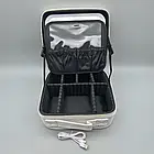 Портативна шкіряна косметичка з дзеркалом та підсвічуванням 26x23x11 см Біла Лучшая цена, фото 2