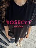 Чорне літнє плаття-футболка "Prosecco mood", фото 3