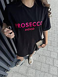 Чорне літнє плаття-футболка "Prosecco mood", фото 4