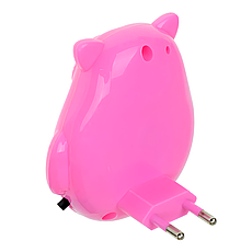 Нічник світлодіодний у розетку "Совеня" 1W рожевого кольору з вимикачем на корпусі Lebron L-W004, фото 3