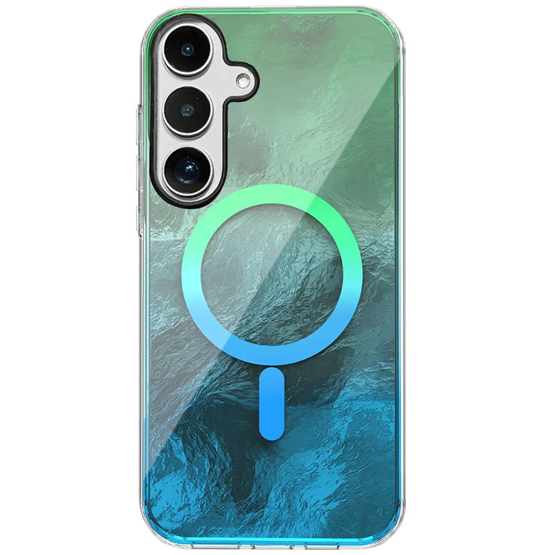 Виблискуючий чохол Shiny Mountain with MagSafe для Samsung Galaxy S25 | MagFit | Green / Blue, фото 1