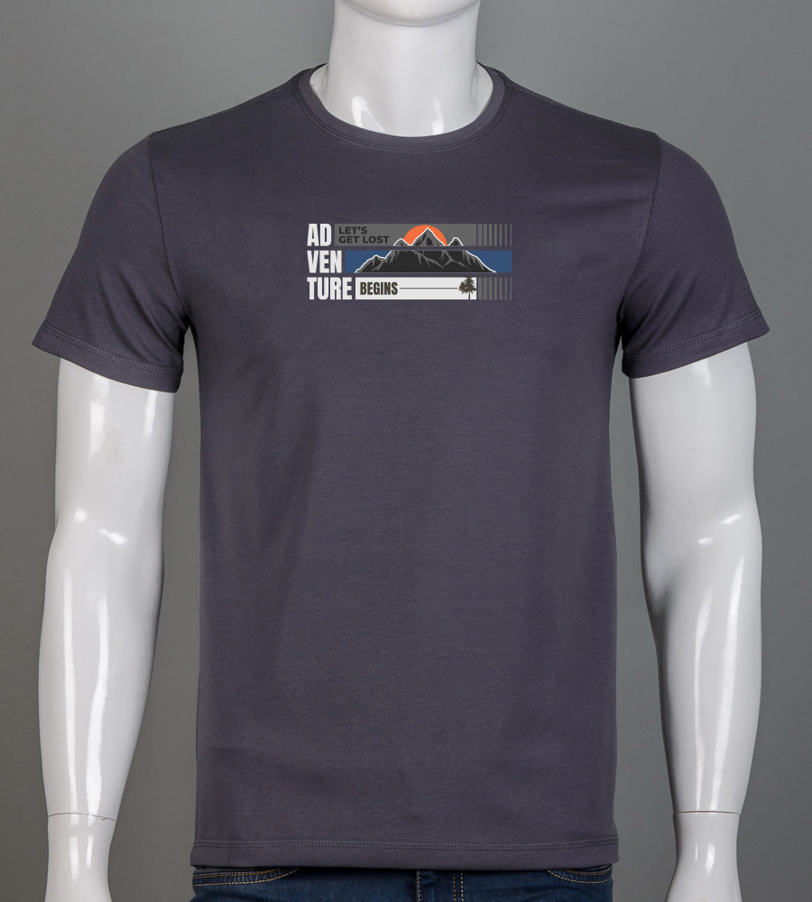 Футболка чоловіча Adventure 2527м (Уп.4шт M-XXL), Графіт