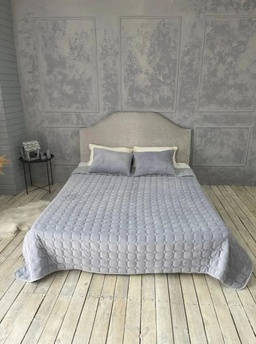 Стьобане покривало євро 210х230 світло-сірий+2 подушки 40х60