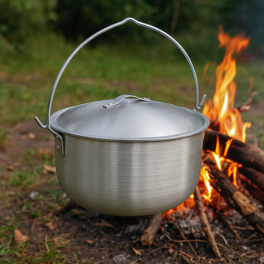 Алюмінієвий казан з дужкою та кришкою 3,0 л (23,5×12 см) для приготування страв на плиті та в поході, фото 1