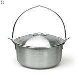 Алюмінієвий казан з дужкою та кришкою 3,0 л (23,5×12 см) для приготування страв на плиті та в поході, фото 2