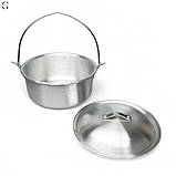 Алюмінієвий казан з дужкою та кришкою 3,0 л (23,5×12 см) для приготування страв на плиті та в поході, фото 3