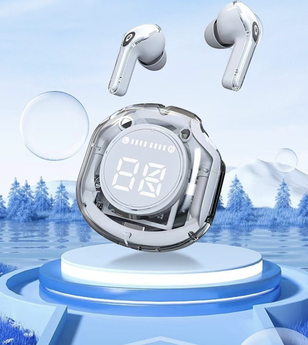 Навушники вкладиші бездротові з мікрофоном Ultrapods Pro Bluetooth 5.3 у прозорому кейсі. Білі