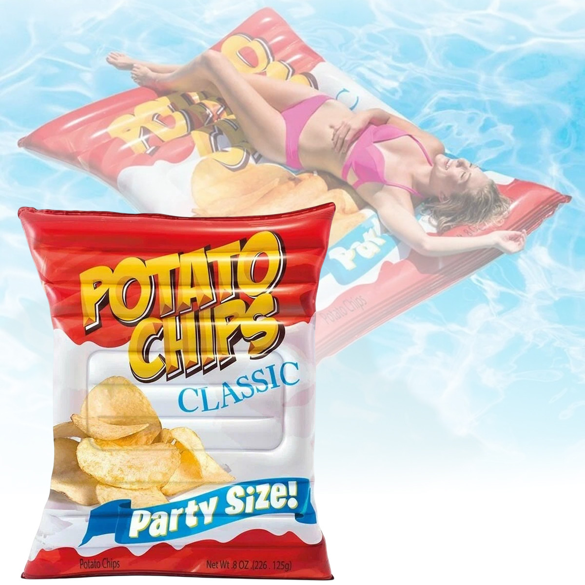 Надувний плотик 178x140 см для плавання та відпочинку на воді Пачка Чіпсів Intex 58776 Стильний надувний плотик, фото 1