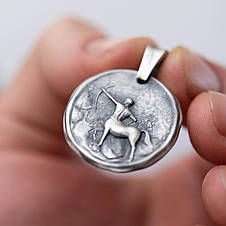 Срібний кулон Знак зодіаку Стрілець 133221стреліль Онікс, фото 4