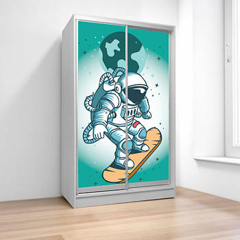 Шафа купе Астронавт, дитяча шафа купе 2/3/4 двері, шафа для одягу фотодрук