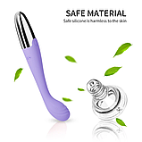 Фіолетовий вібратор із вигнутою головкою, Силіконовий вібростимулятор точки G та клітора, Інтимні іграшки, фото 4