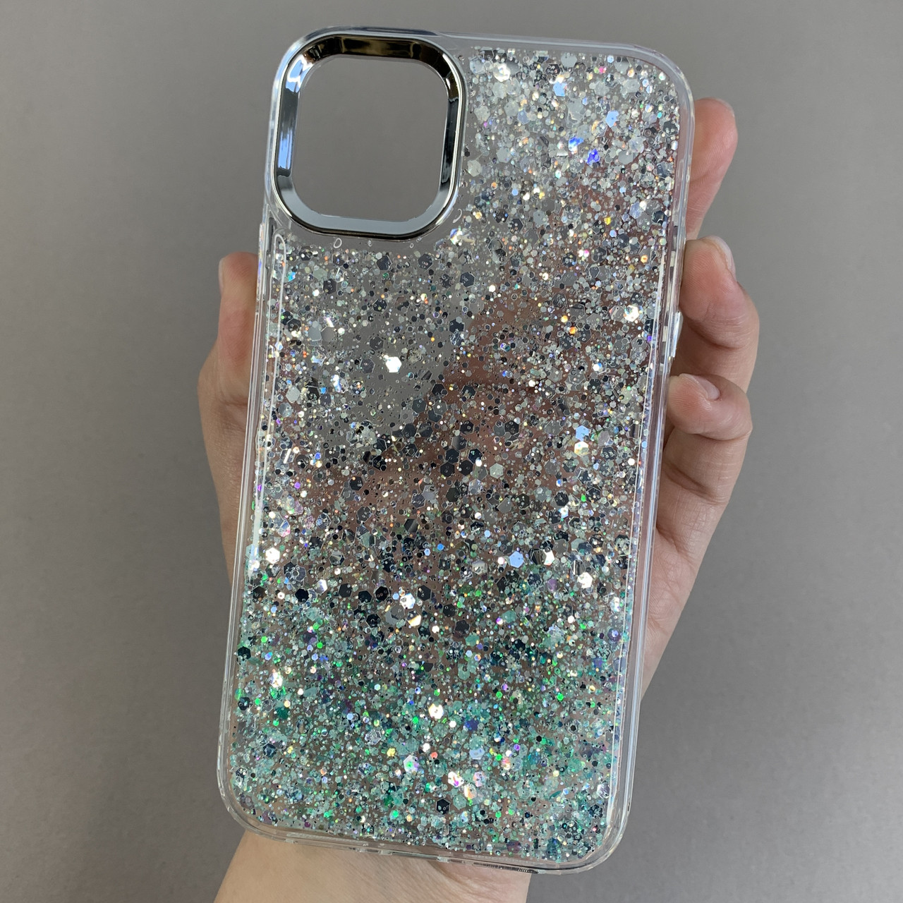 Чохол для iPhone 11 прозорий чохол з бірюзовими блискітками на телефон айфон 11 q08u