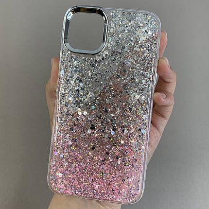 Чохол для iPhone 11 прозорий чохол з рожевими блискітками на телефон айфон 11 q08u, фото 1