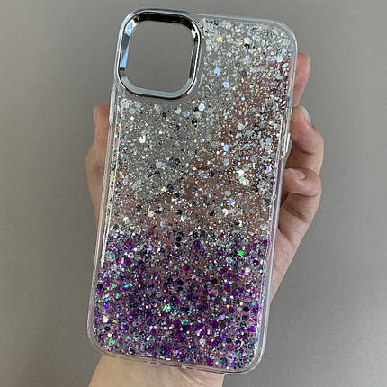 Чохол для iPhone 11 прозорий чохол із бузковими блискітками на телефон айфон 11 q08u, фото 1