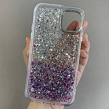 Чохол для iPhone 11 прозорий чохол із бузковими блискітками на телефон айфон 11 q08u, фото 2