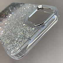 Чохол для iPhone 11 прозорий чохол із чорними блискітками на телефон айфон 11 q08u, фото 5