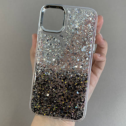 Чохол для iPhone 11 прозорий чохол із чорними блискітками на телефон айфон 11 q08u, фото 1